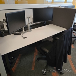Knoll Power White Sit-Stand Straight Office Desk, 70" x 23"